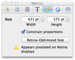 metrics inspector with warning